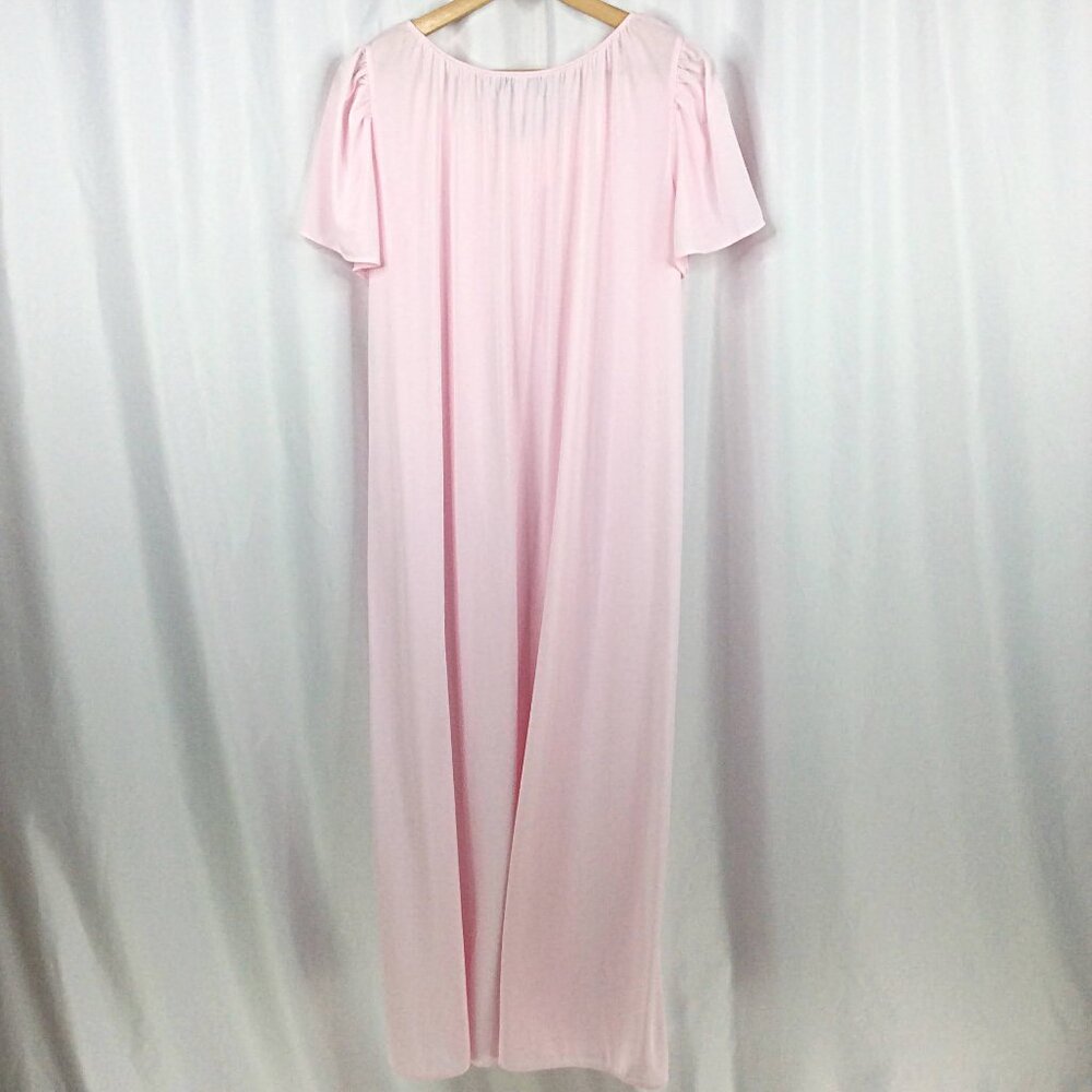 NWT‎ w/defect Miss Elaine Long Nightgown Large Nylon Pink Floral Embroidered - Picture 2 of 8